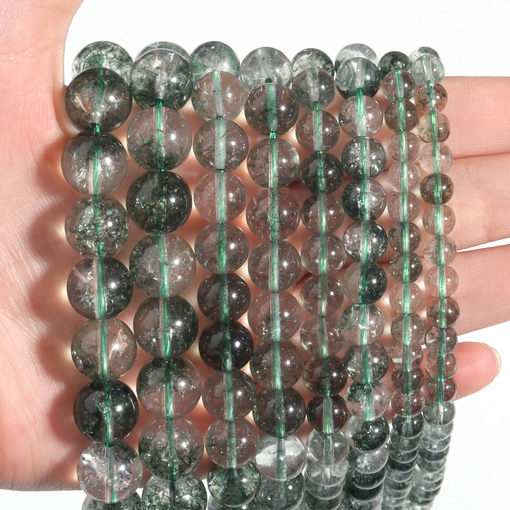 6/8/10/12mm Natürliche Kristall Perlen Grün Glas Runde Lose Spacer Perlen Für DIY Schmuck Machen armband Halskette Zubehör