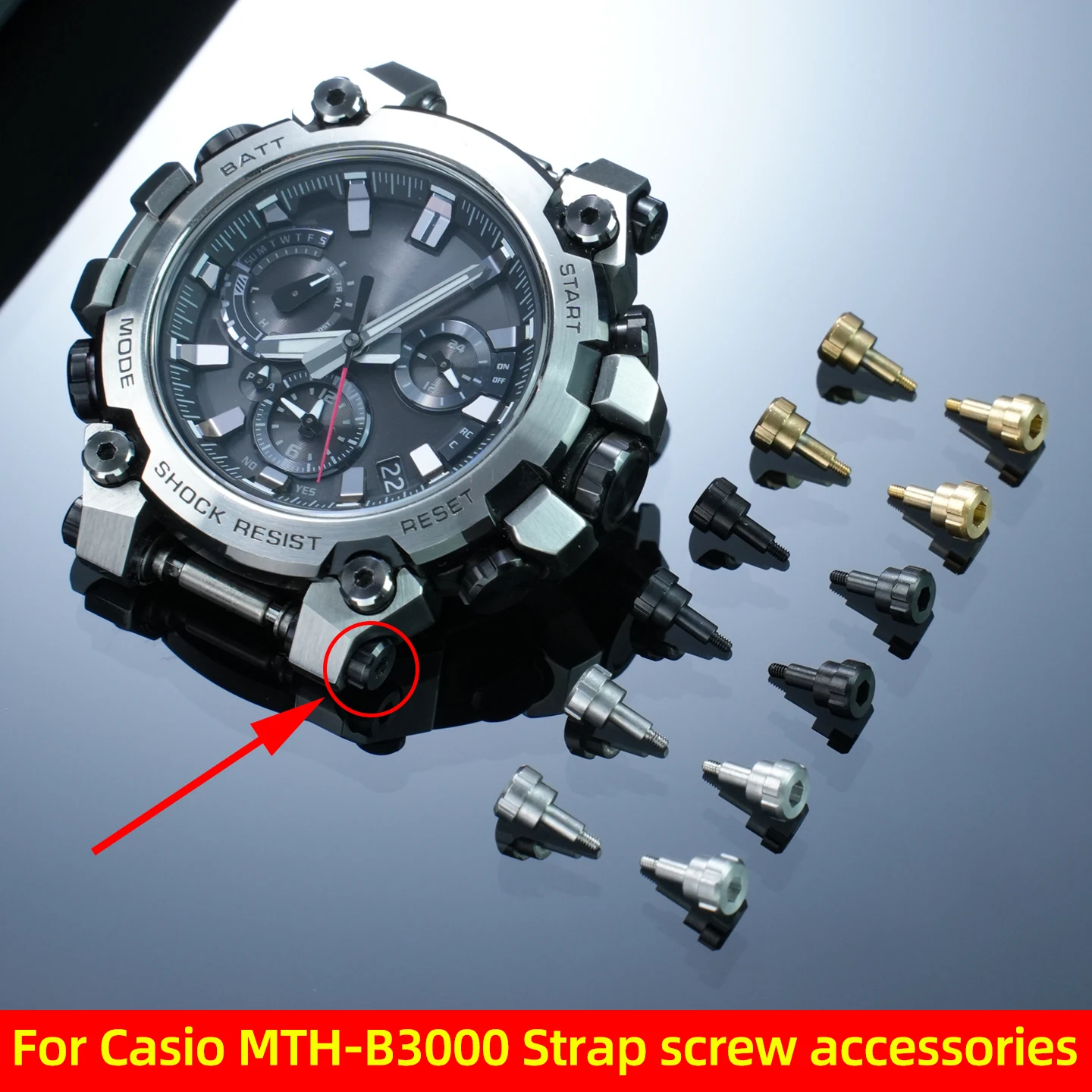 MTG-B3000 Watch Accessories For Casio G-shock MTG-B3000 Strap Screw MTG-B3000B/D Steel Heart Watch Screw Cap Silver Gold Black