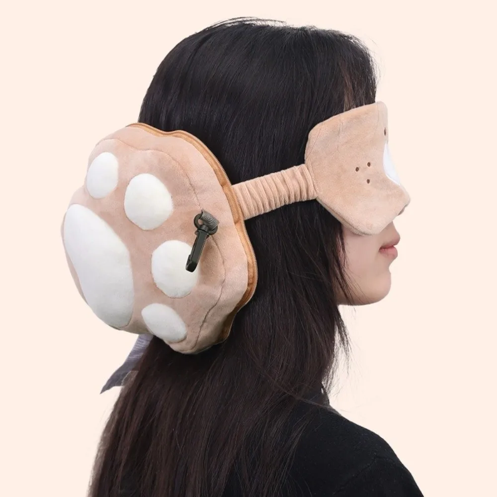 Creative 2 in 1 Neck Pillow Portable Cartoon Travel Eye Cover Velvet Multifunctional Sleeping Mask Office