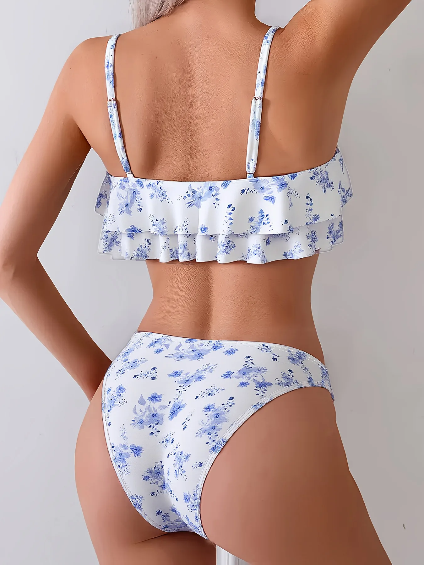 2026 Women's Floral Print Spaghetti Strap Two Piece Bikini Set Push Up Tummy Control Sexy Modest Swimwear Holiday Bathing Suit