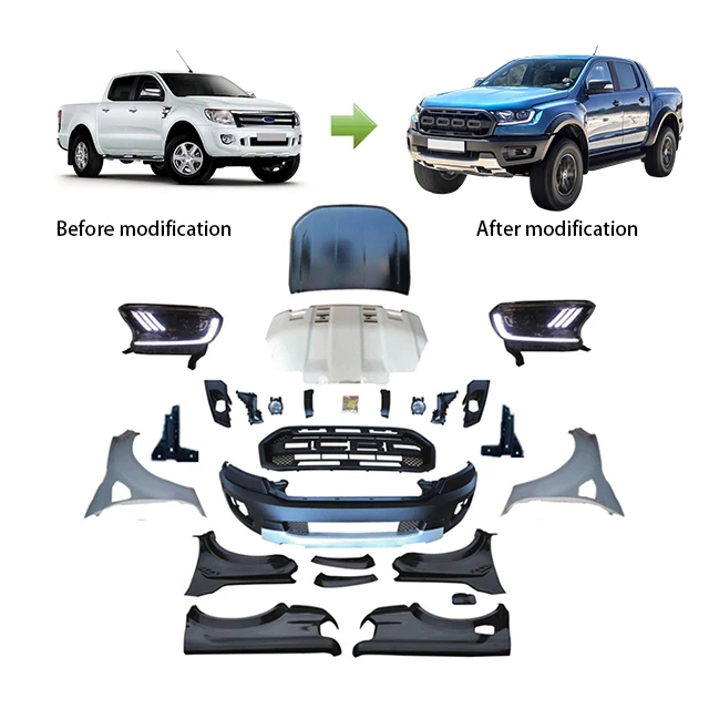 

Pick Up 4X4 Car Accessories Front Bumper Body Kits For Ford Ranger 2012-2018 T6 T7 T8 Upgrade To 2019 Raptor