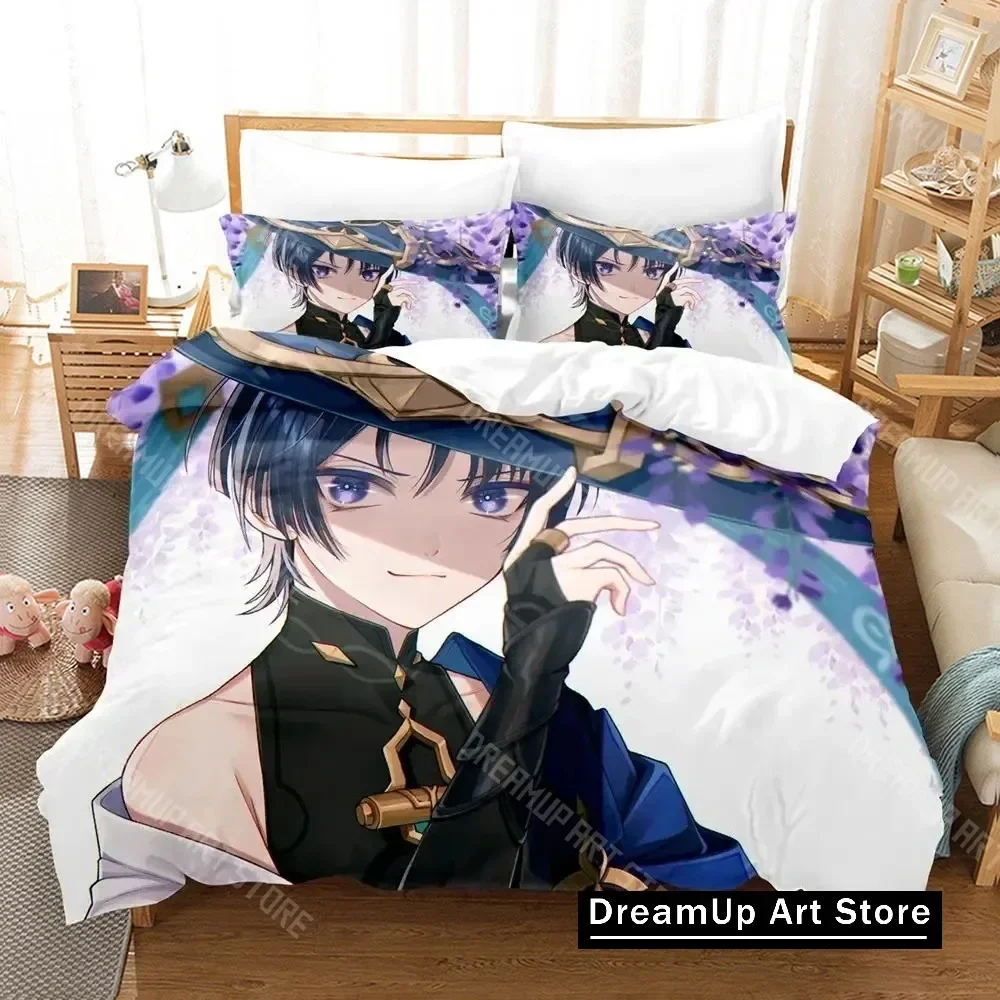 

3D Print Genshin Impact Scaramouche Bedding Set Boys Girls Twin Queen King Size Duvet Cover Pillowcase Bed boys Adult