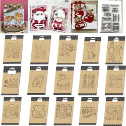 2024 Christmas Gingerbread Boy Santa Sleigh Flower Metal Cutting Dies Clear Stamps For DIY Scrapbook Handcraft Craft Template
