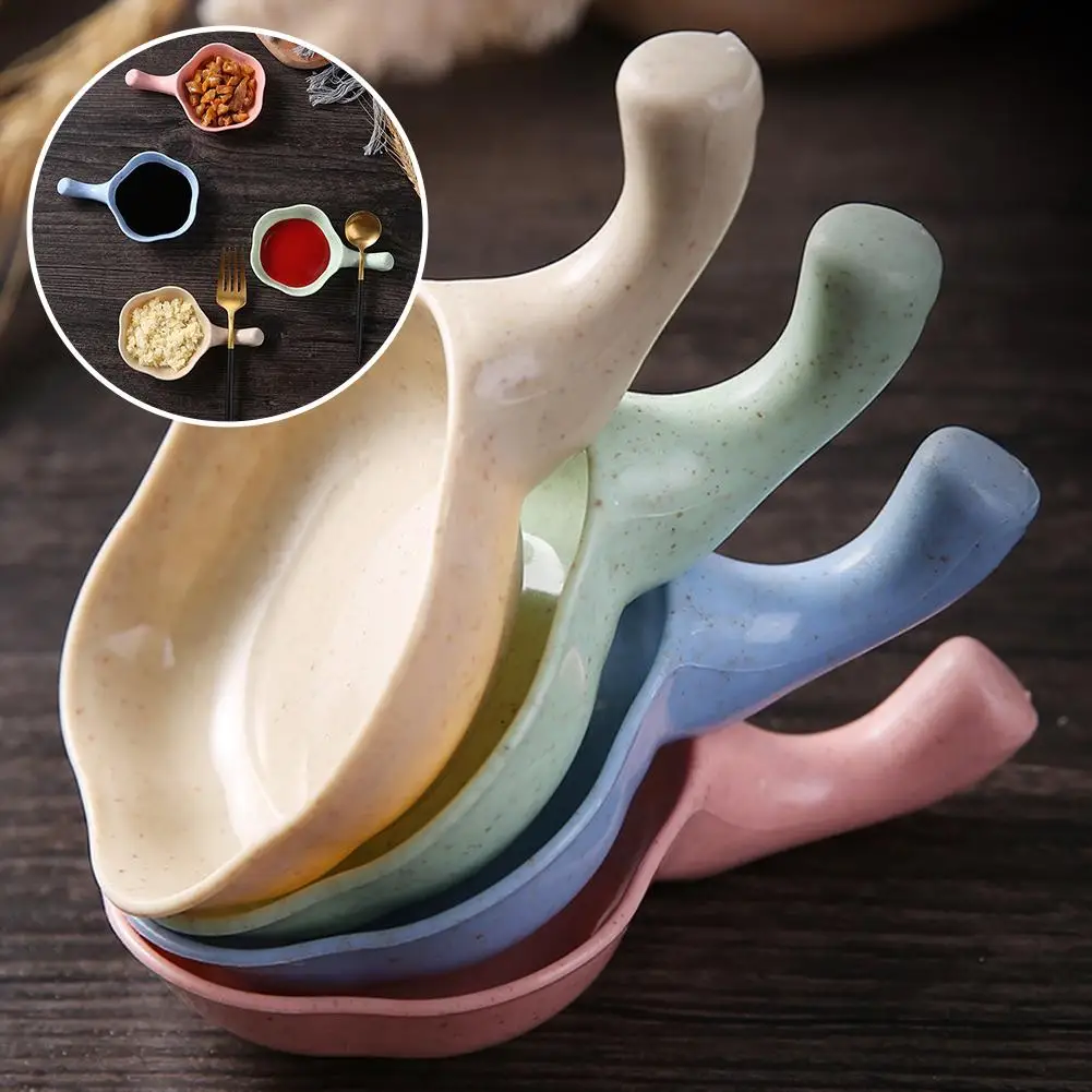 Mini Ciotola per condimenti All-uso Paglia di grano Condimento Piatto piccolo con manico Salsa Aceto Piatto per condimenti Salsa Snack Piatto 1 pz