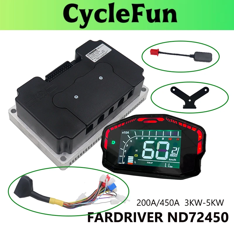 

FarDriver 3KW-5KW ND72450 72V BLDC синусоидальный контроллер 200A-450A с дисплеем DKD для электрических мотоциклов, аксессуары для скутеров