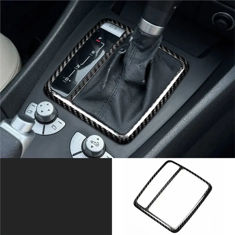 A98M Stylish Carbon Fiber Gear Shift Panel Frame Trim Cover Sticker For Car For SLK 2004-2010