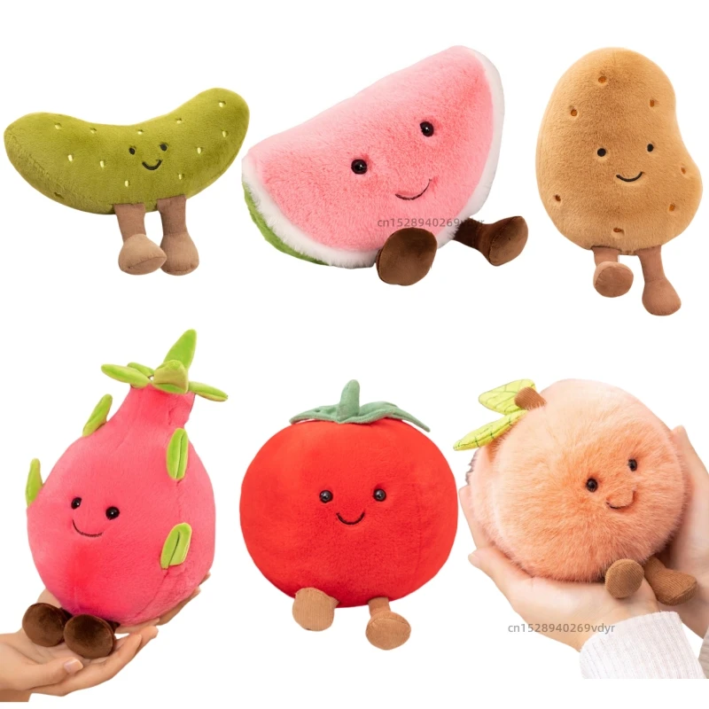 Fruit And Vegetable Series Peaches Cucumbers Tomatoes Watermelon Plush Toys Bedroom Decoration Children's Birthday Gift For Girl
