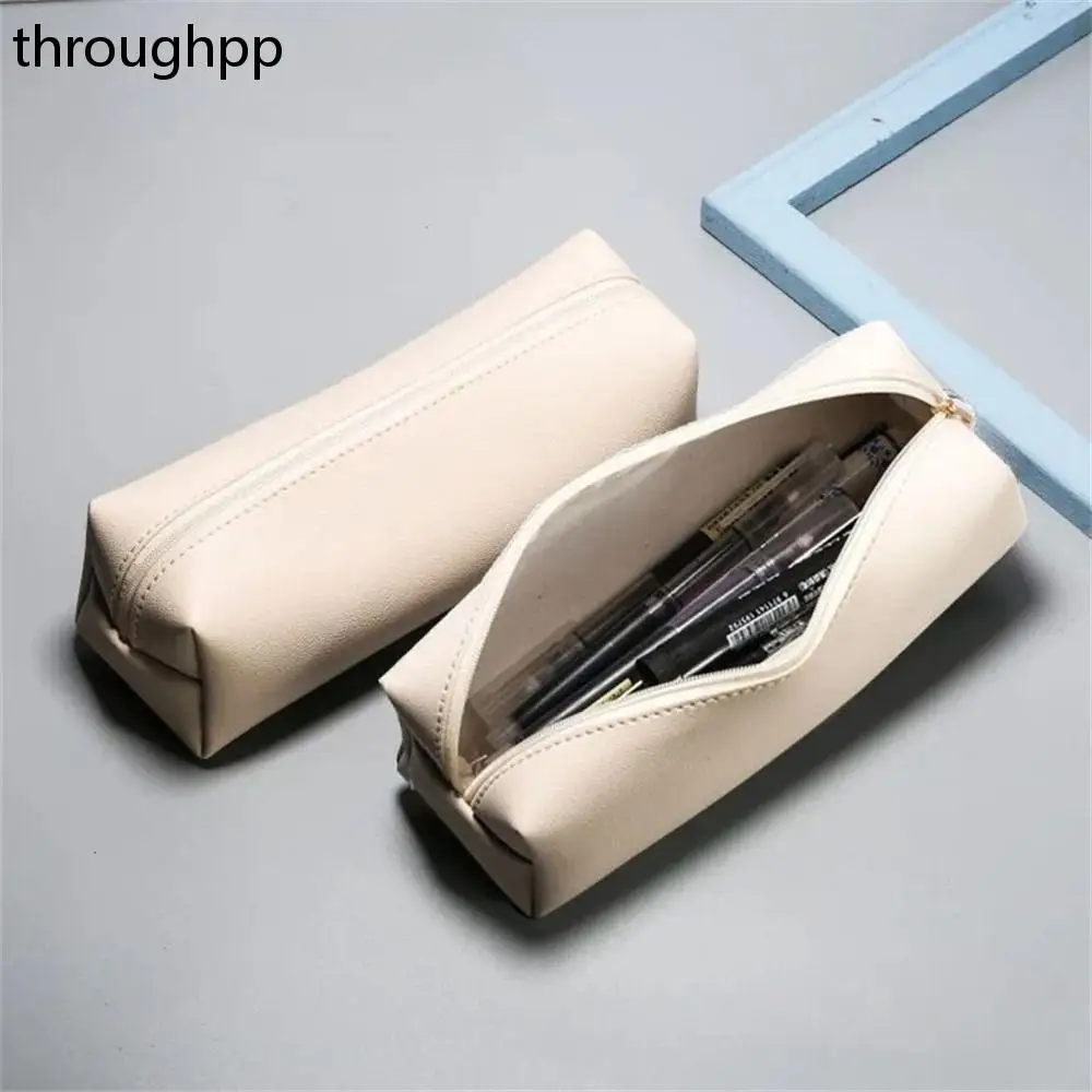 

Fashion Simple Leather Pen Case Multi-purpose Stationery Storage Bag Office Supplies