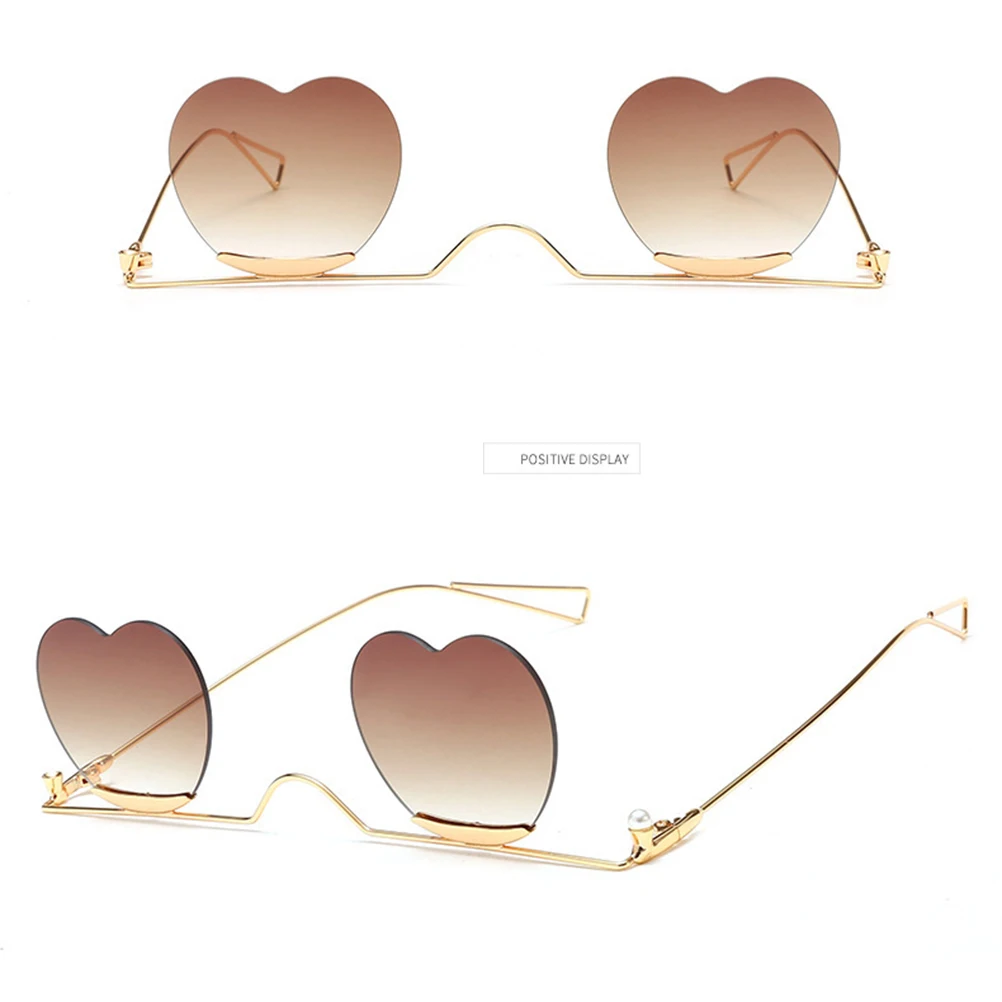 

Heart Shaped Sunglasses Frameless Lightweight Fashion Daily Wear Photo Glasses High Quality Outdoor Party Accessories Metal