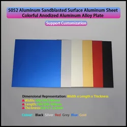 5052 Aluminum Sandblasted Surface Aluminum Sheet /Colorful Anodized Aluminum Alloy Plate Thickness: 0.8-2mm