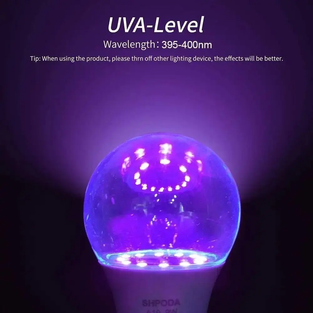 Blacklight Ultraviolet Lamp UV Purple Bulb 360 Glow E27 UV Light Bulbs 10W Atmosphere Purple Black Light Bulb Bar Decoration