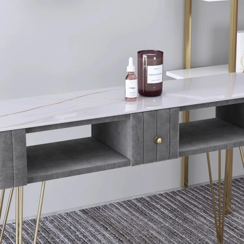 엔터테인먼트 수납 네일 테이블 의자 세트 리셉션 그레이 네일 데스크 아트 북유럽 럭셔리 인체공학적 테이블 매니큐어 트렌디 가구