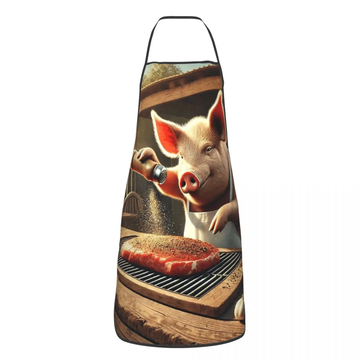 Cooking Pig Cartoon BBQ Scene Aprons Chef Cooking Tablier Waterproof Bib Kitchen Cleaning Pinafore for Women Men Painting