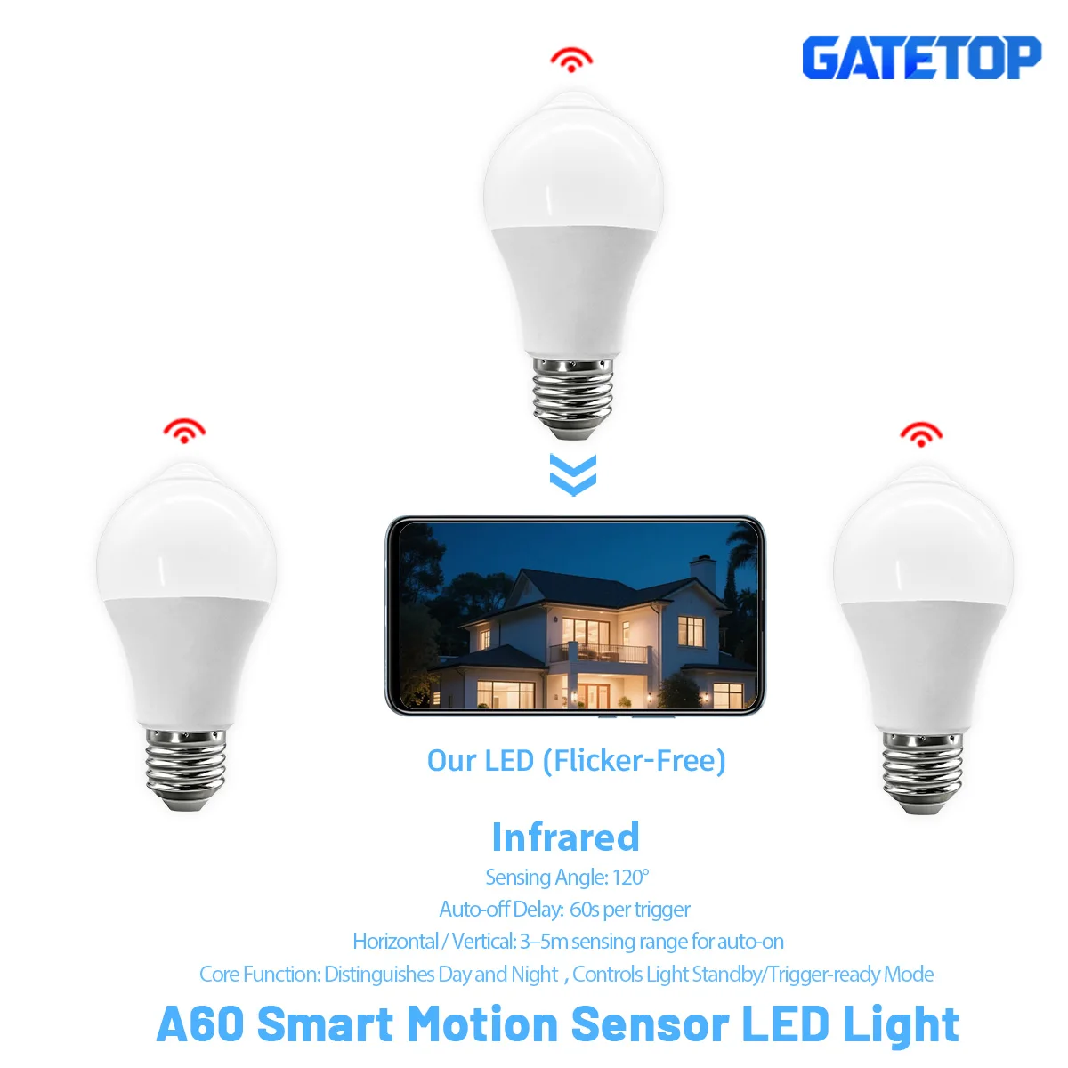 

2PCS LED PIR Motion Sensor Bulb AC100-240V Bulbs 10W E27 3000K 4000K 6500K no flicker Auto ON OFF for Outdoor Parking Lighting