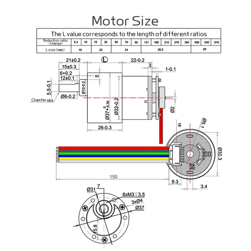 JGB37-520 Encoder Hall Motore DC spazzolato 6V12V Velocità regolabile avanti e indietro 6RPM-1590RPM Kit Smart Car con ruote