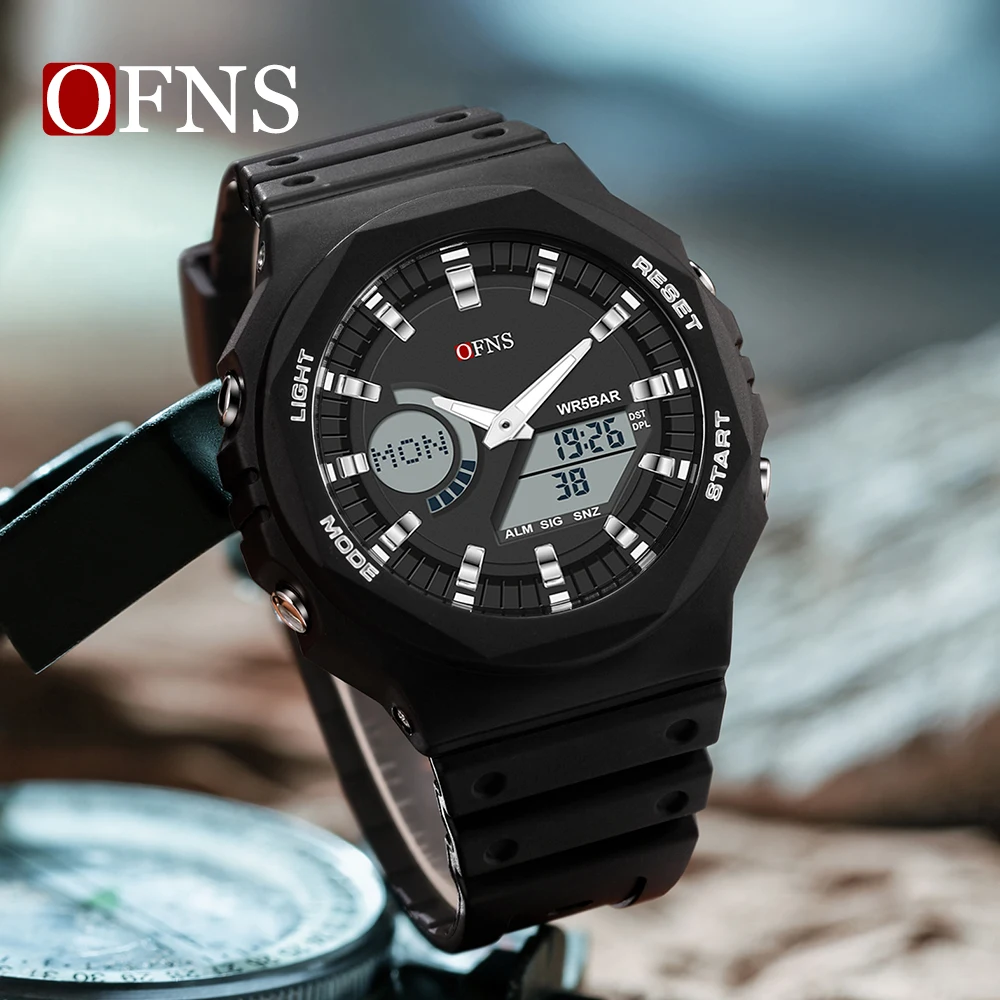 

OFNS S6016 Модные студенческие электронные часы Многофункциональные водонепроницаемые мужские электронные часы со светодиодным экраном