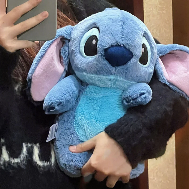 Disney Anime Hobby Stitch botella de agua caliente de felpa extragrande para mujer, calentador de manos de llenado de agua para el hogar, regalo para novia, Invierno