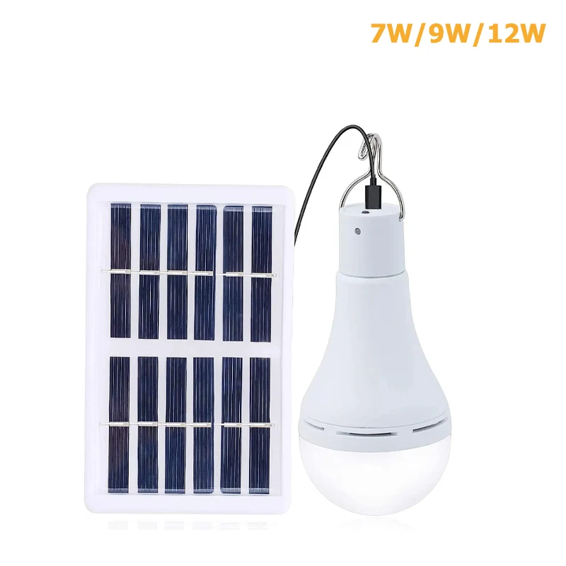 

7W 9W 12WPortable LED Solar Lamp Charged Solar Energy Light Panel Powered Emergency Bulb For Outdoor Garden Camping Tent Fishing