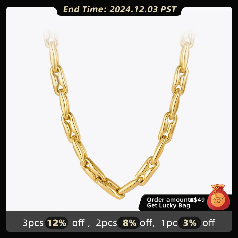 ENFASHION Heavy Chain Chunky Necklace For Women Goth Necklaces 2021 Fashion Jewelry Stainless Steel Gold Color Collier P213209