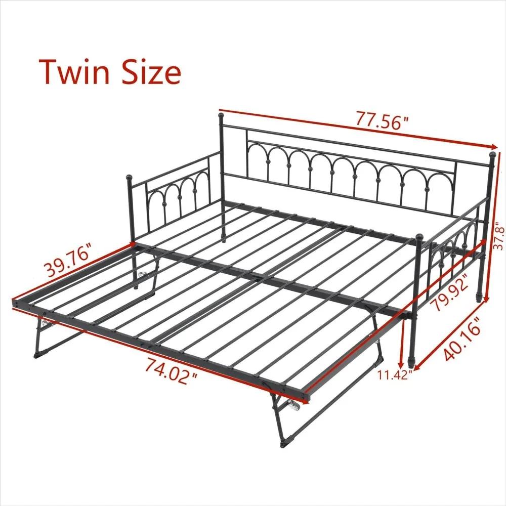 سرير نهاري مزدوج مع سرير دولاب مزدوج، سرير نهاري معدني بحجم مزدوج، سرير نهاري موفر للمساحة مع إطار سرير منبثق