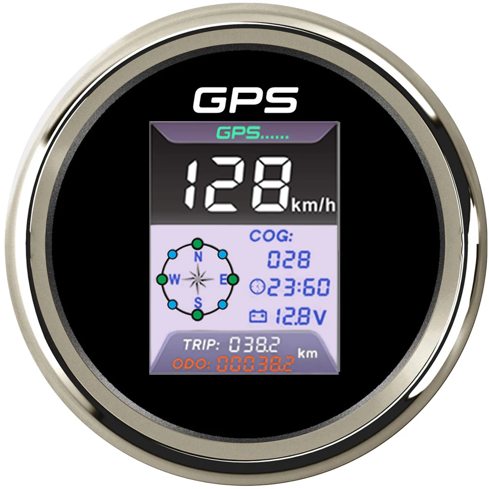 HD 85mm 3 In 1 Multifunctional Gauge 0-999km/h MPH Knots GPS Speedometer with 24 hour Clock Voltmeter for Car Boat Ships 9-32V