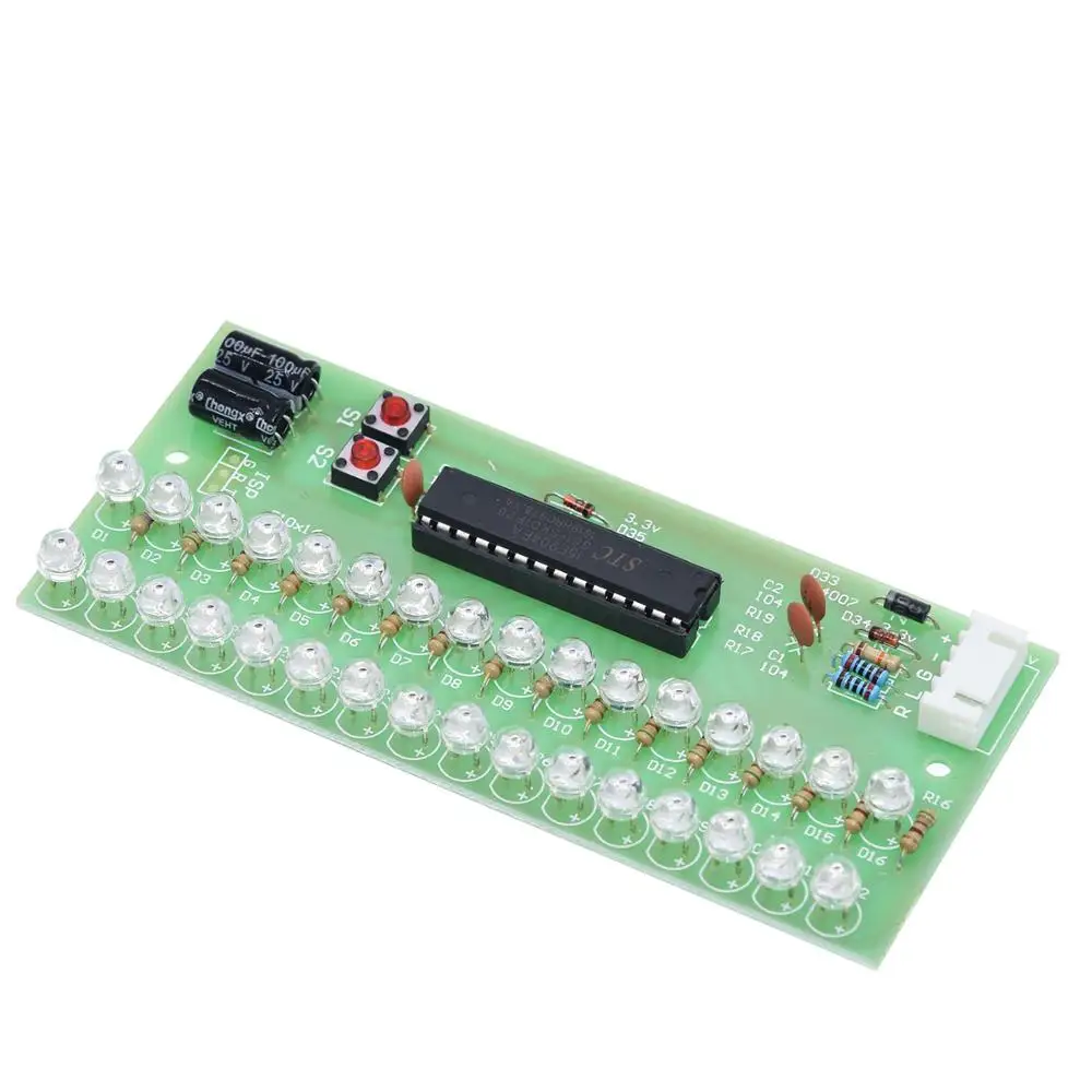 MCU Adjustable Display Pattern LED VU Meter Level Indicator Amplifier Audio 16 LED Dual Channel Green lamp light DC 8V to 12V