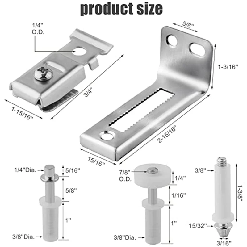 Bi Fold Door Hardware Set, 2 Packs of Louver Door Hardware, Contains Top and Bottom Pivots, Brackets and Guide Wheel