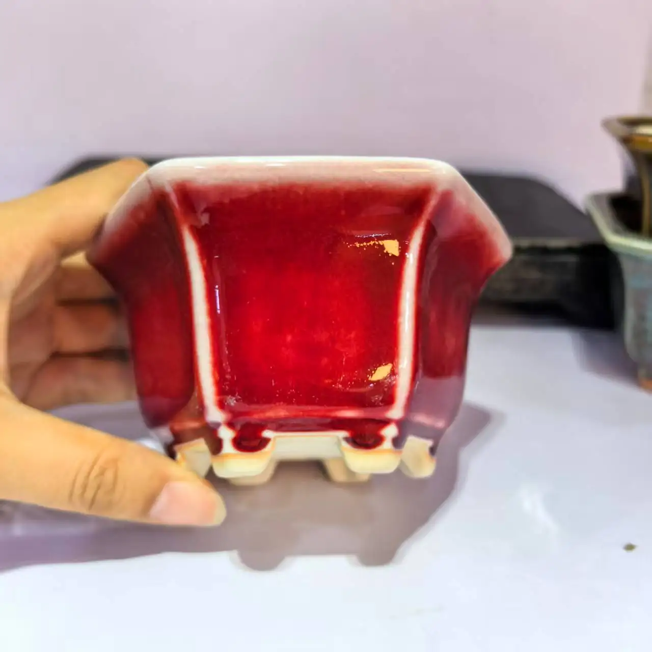 High Quality Hexagonal Glzed Bonsai Pot
