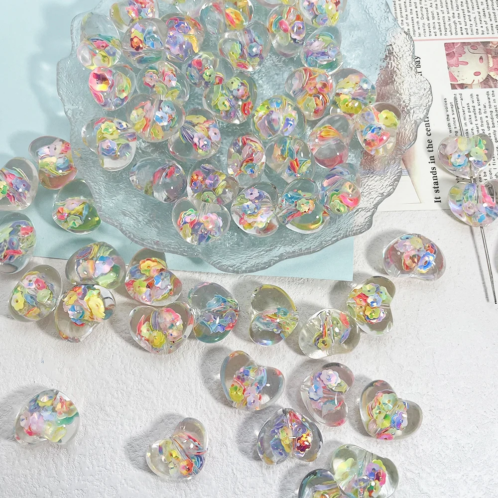 

Cordial Design 17*22MM 100Pcs Glitter Powder Effect/DIY Beads/Hand Made/Jewelry Findings & Components/Heart Shape/Resin #19032