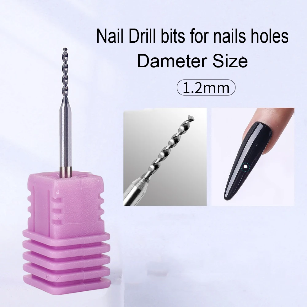 1mm/1,2mm 2 stücke Nagel Bohrer Pierce Bit für Nagel Löcher Wolfram Stahl Nagel Perforation Schleifen Kopf schleifen Bit Maniküre Werkzeuge # r – Detail 3