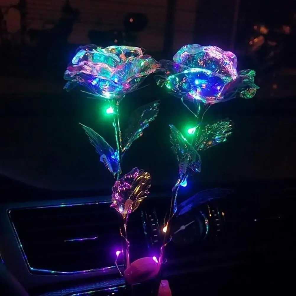 Simulation Rose Immortal Valentines Bouquet Gold Foil Anniversary Festival LED Flower Flaring Artificial Rose Mother's Day Gift