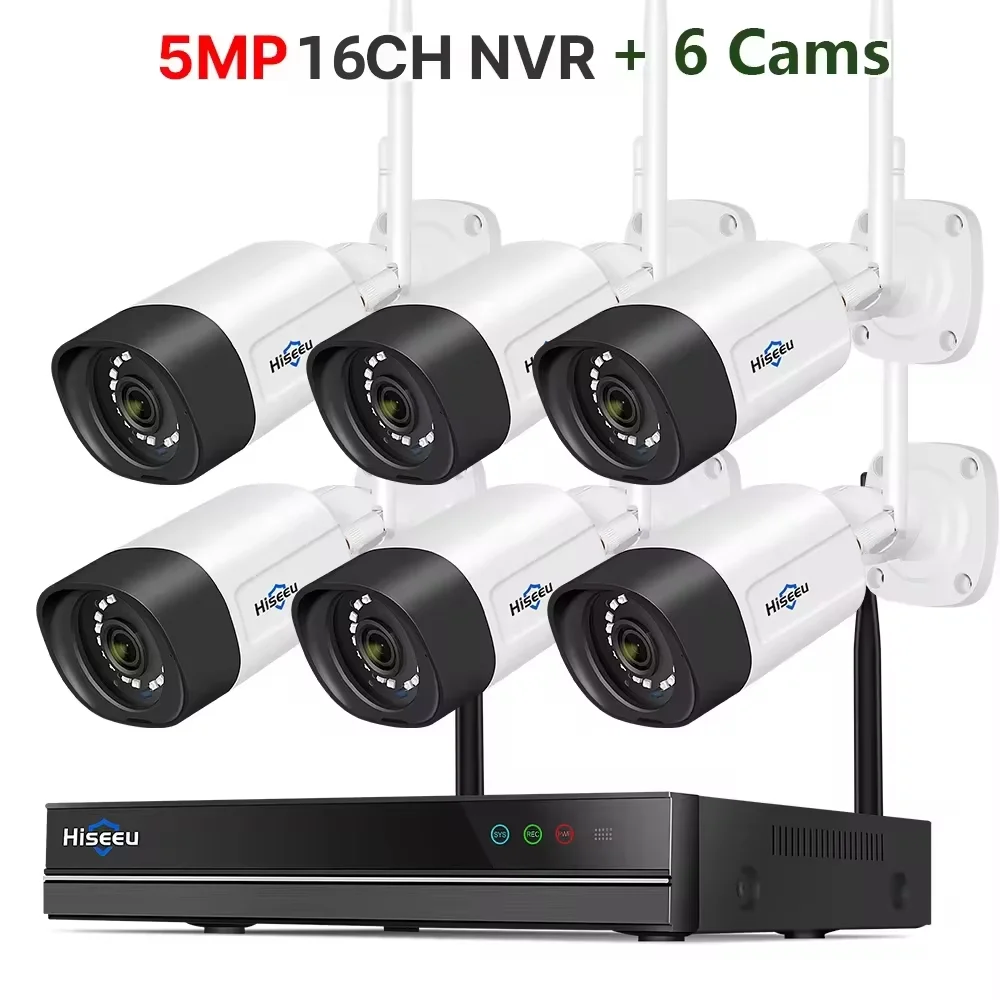 Hiseeu Système de Caméras de Surveillance WiFi 5MP 3