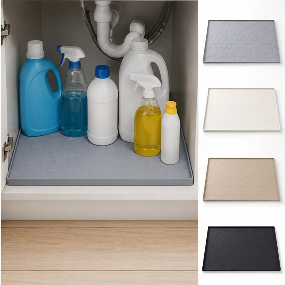 Waterproof Under Sink Mat Anti-Mold Flower Texture Silicone Cabinet Protector Easy Clean Multi-functional Cabinet Liner Kitchen