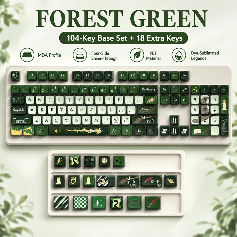 122key/set PBT Forest keycap MDA High Pudding Four sided Transparent Thermal Sublimation Mechanical Keyboard Keycap