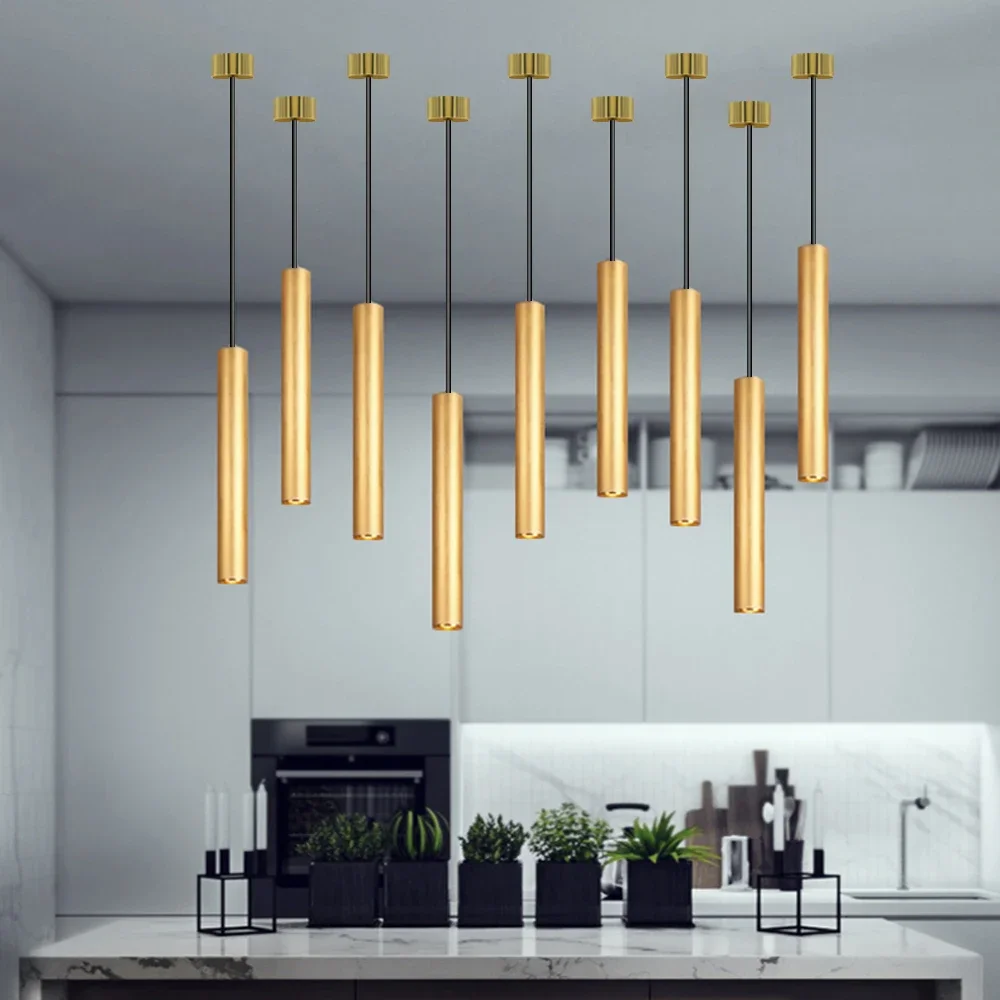 

Nordic Long tube Pendant lights Length Adjustable pendant lamp modern iving room dining bar lamp bedroom Hanging Lamp