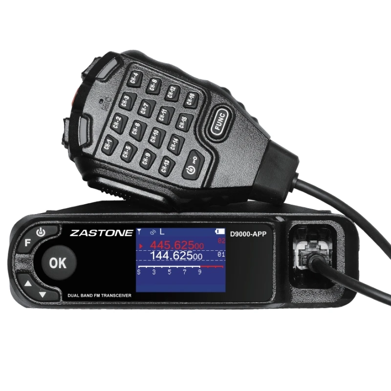 ZASTONE D9000APP Car Walkie Talkie 50W Mobile Radio Dual Band Two Way Radio Wireless Microphone APP Setting Frequency UHF VHF