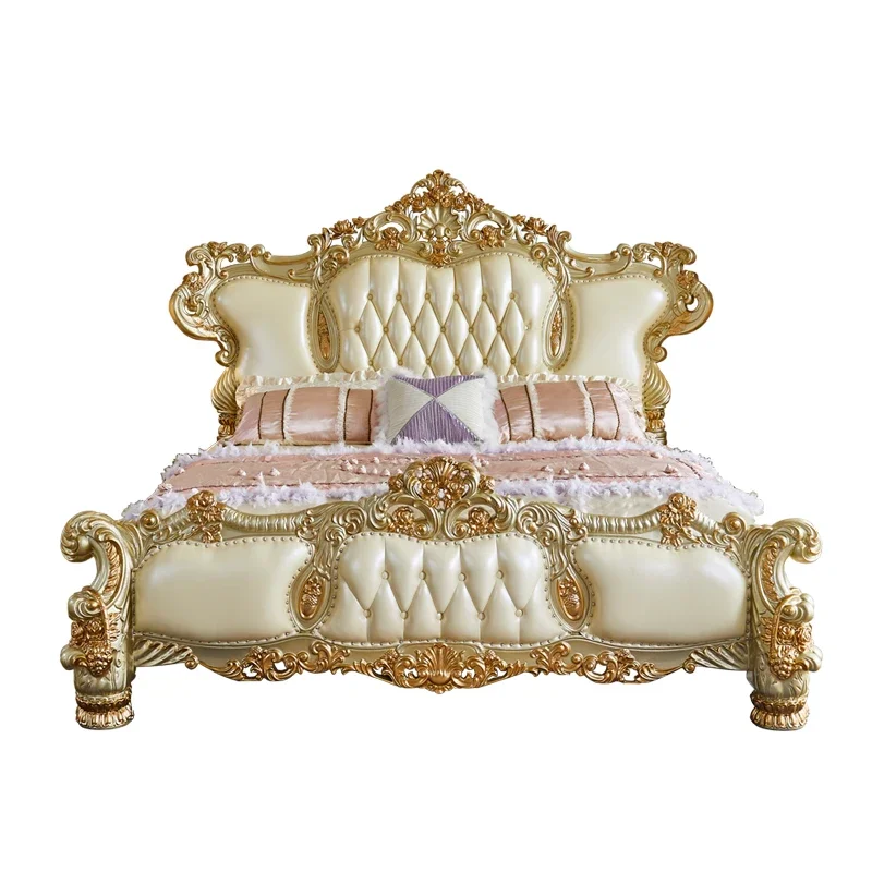 سرير مزدوج خشبي حديث لغرفة نوم الملك منزل فاخر جميل إطار سرير كوين إسكندنافي طاولة جانبية مزدوجة صندوق كاما أثاث منزلي