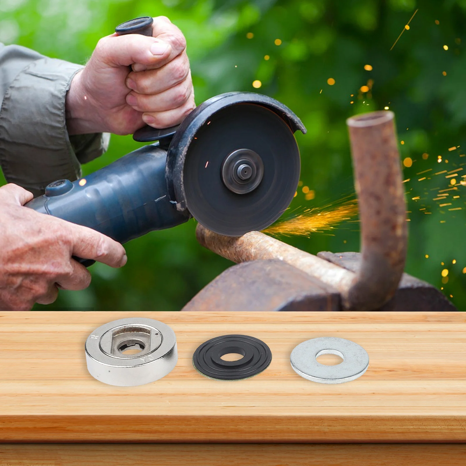 For Workshop Color as Picture Angle Grinder Flange Nut Grinder Flange Nut Set Hole Opener Gasket Manual Measurement Deviation