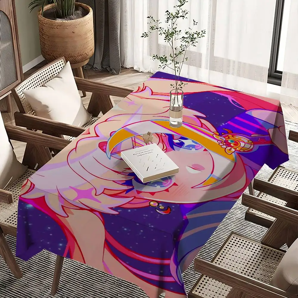 S-SAILOR Anime M-MOON Tablecloth Themed Indoor Outdoor Picnic Party Tablecover Kitchen Dining Table Wedding Decor