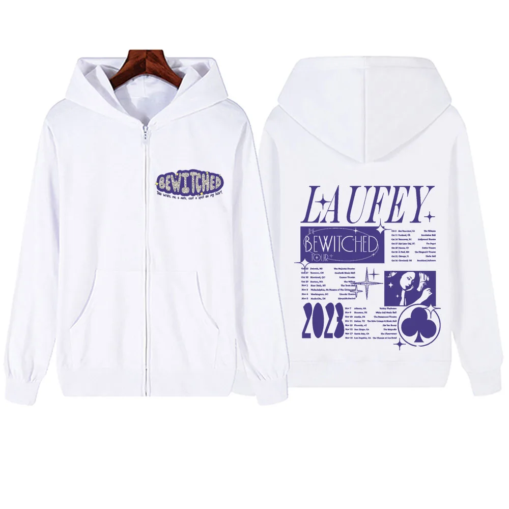 Enwitched Laufey 2024 Zipper Hoodie Harajuku Pulôver Tops Streetwear Fãs de Música Presente Moletons com Decote em V