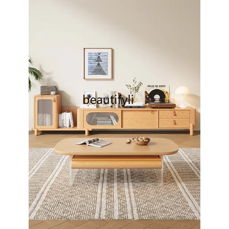 

Выдвижной шкаф для телевизора из массива дерева, шкаф для хранения в японском стиле для маленькой квартиры в скандинавском стиле