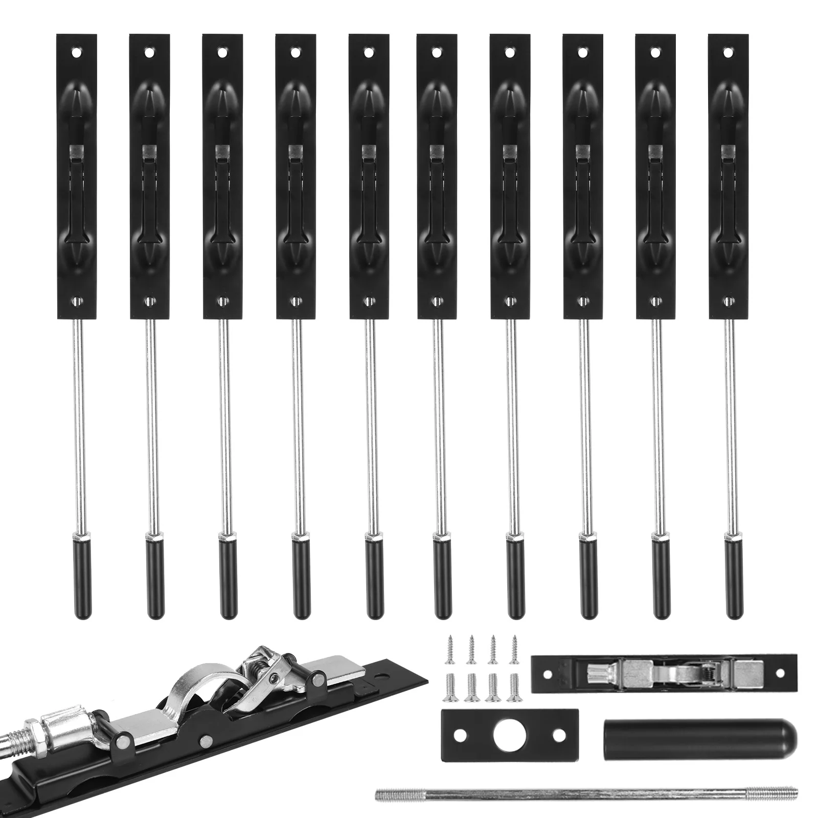 

10Pcs Stainless Steel Concealed Bolt with Rod Emergency Door Escape Door Lock 10In for Composite Doors/Wood Doors/Double Doors