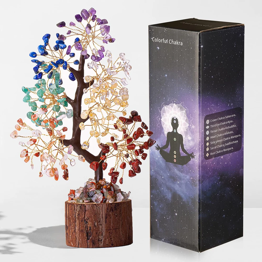 

Yannew 7 Chakra Tree Crystal Tree Meditation Spiritual Positive Energy Good Luck Gifts for Women Home Office Desk Decoration