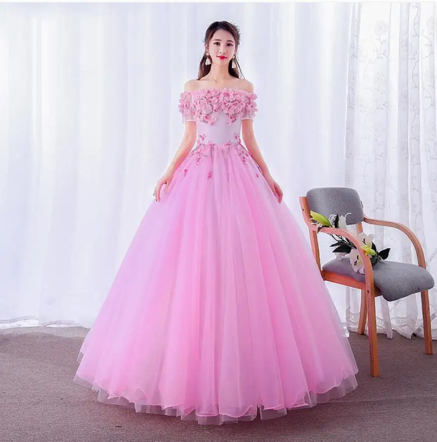 4022 New Pink 2023 Princess Quinceanera abiti 2023 Off spalla in rilievo Ball Gown Sweet 16 abiti festa di compleanno Dress Lace up