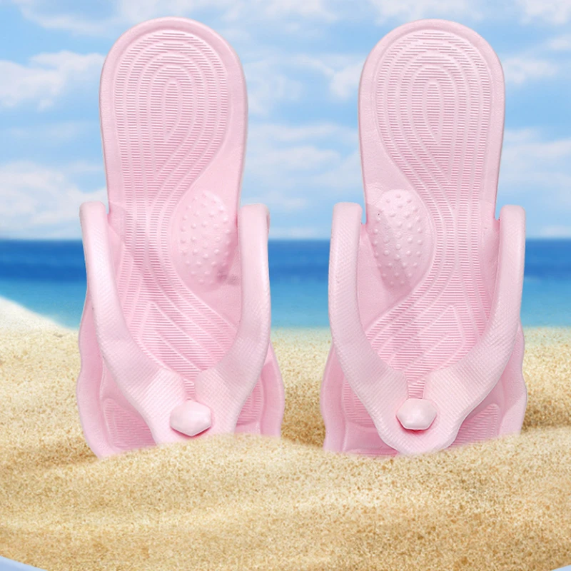 Men Lightweight Flip Flops Sandy Beach Travel Hotel Home Non-slip Summer Women Shoes Folding Sandals Bathroom Slippers Removable