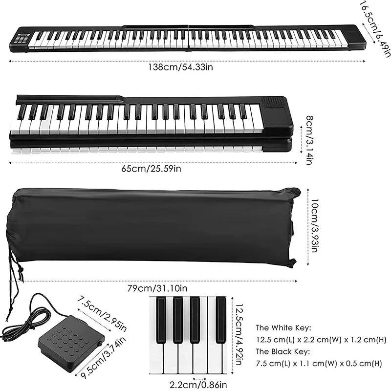 Folding Piano 88 Keys Portable Beginner Practice Keyboard Hand Roll Electronic Piano Controller Teclado Musical Organ Keyboard