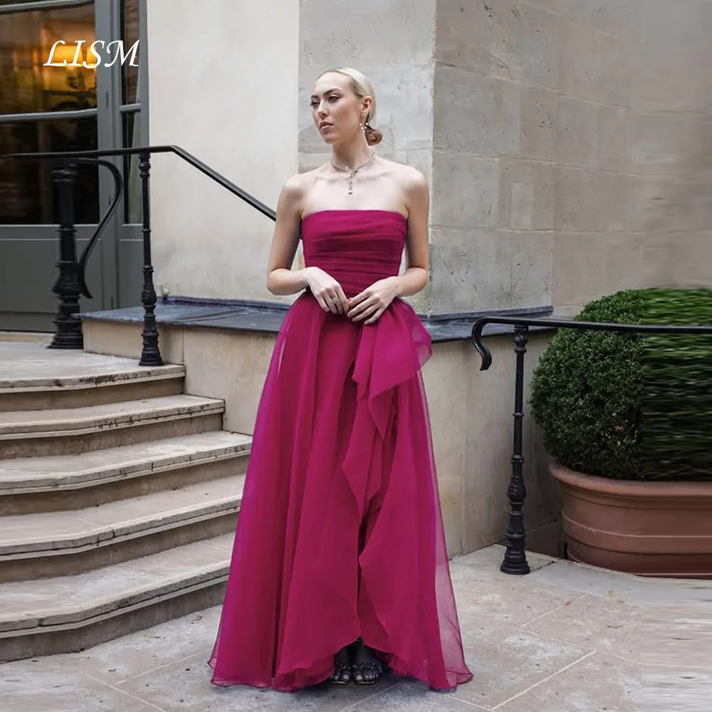 LISM ชุดราตรีทรงเอเกาะอกผ้าไหมชีฟองยาวชุดราตรีหรูหราที่กำหนดเองโรบ เดอ ซีรีปาร์ตี้เดรสสำหรับสตรี