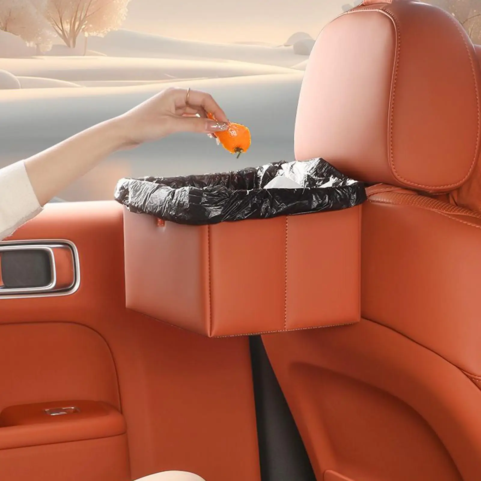 

Car Trash Bin Folding Car Garbage Can Storage Box Leather Dustbin Container Storage Organizer Water Bottle Holder For Auto Home