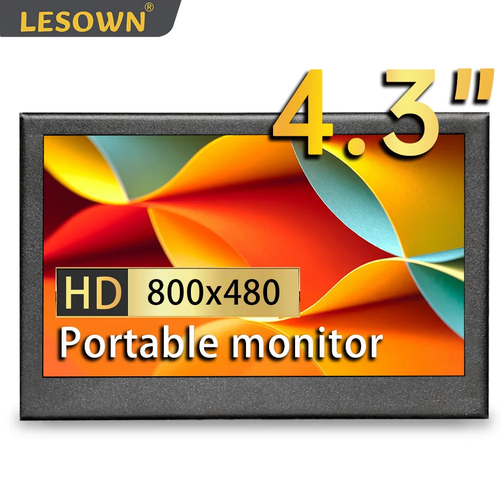 

LESOWN 4.3 inch Monitor Small HD 800x480 IPS mini Screen Wide LCD HDMI Portable Display Windows Laptop PC Extended Screen