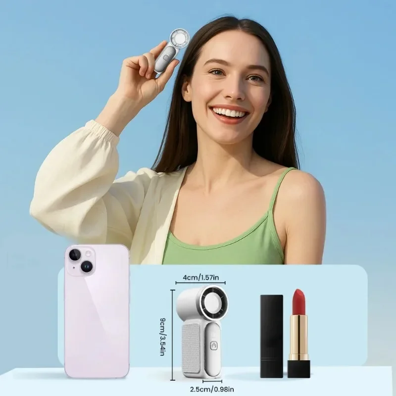 Mini Handheld Fan - Portable Turbo Fan with 100 Wind Speed, 1200mAh & Type-C, - Cooling Blower，Travel,R Cooling Device image 3